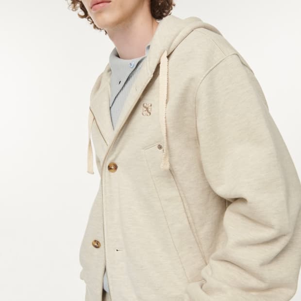 세터 테오 코튼 올 데이 후드 집업 멜란지 아이보리 XL