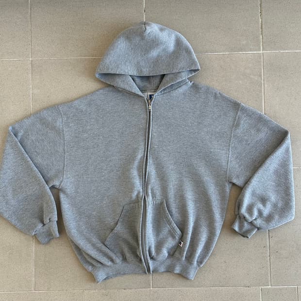 90s 빈티지 러셀 후드집업 그레이 L