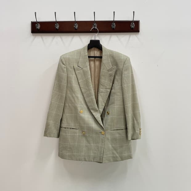 발렌티노 체크 더블 블레이저 자켓