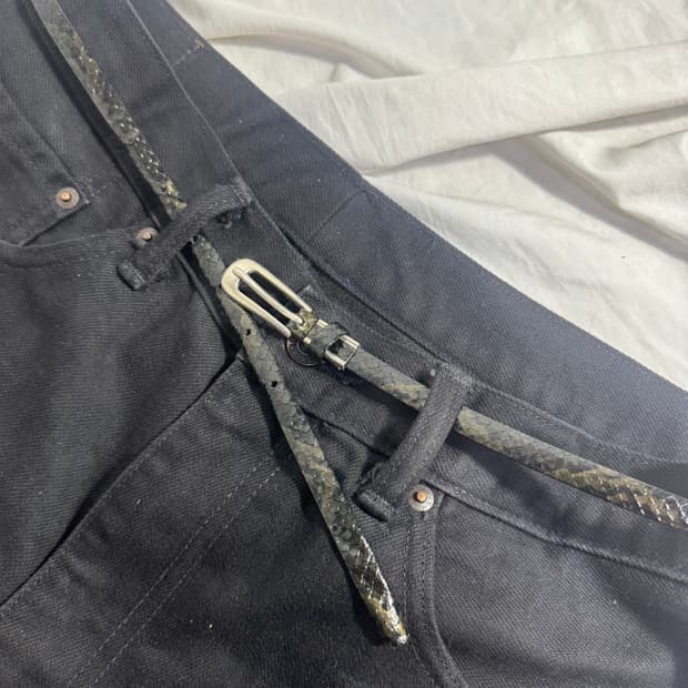 빈티지 크로커다일 레더 벨트