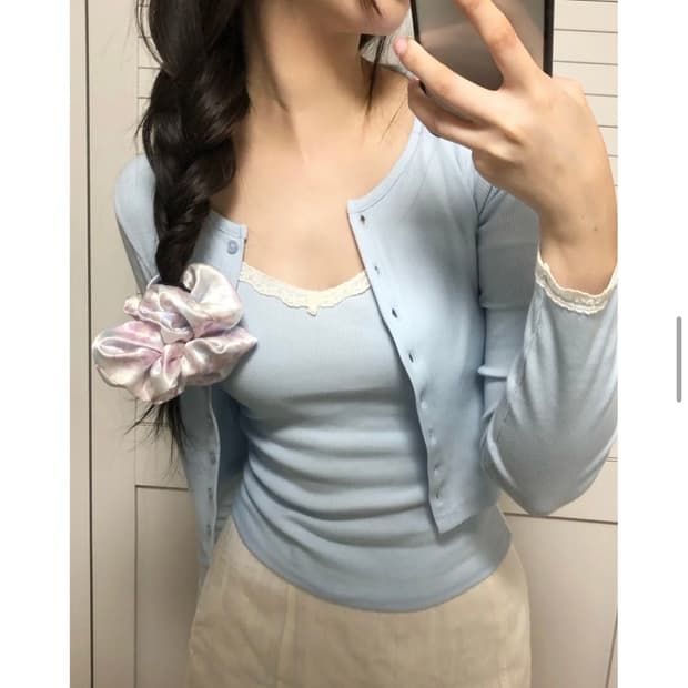 (미개봉) 제니오 리즈 레이스 나시 가디건 세트