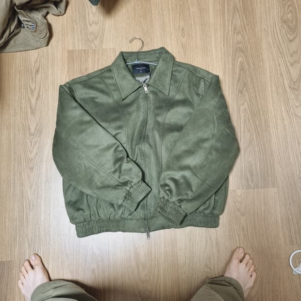 스웨이드 패디드 블루종 자켓 카키