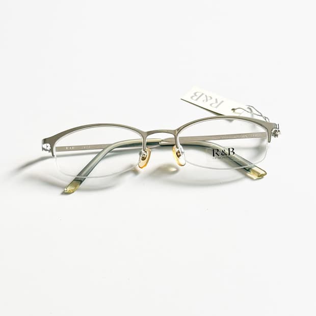 R&B EYEWEAR 실버 반무테 스퀘어 메탈 빈티지 안경