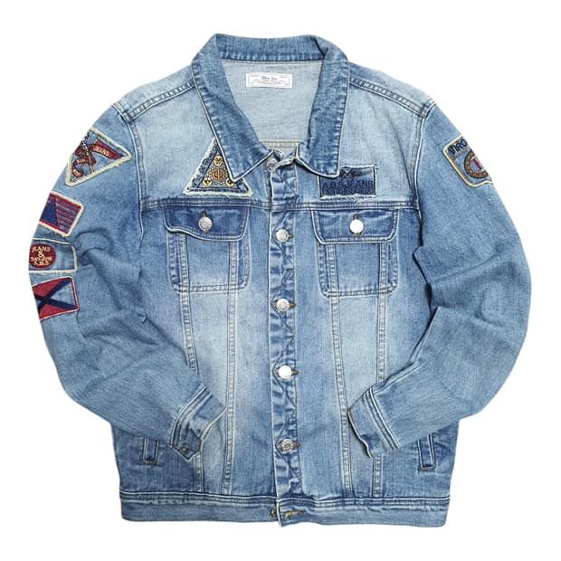 ✨ (바배) 빈티지 와펜 패치워크 데님 자켓 