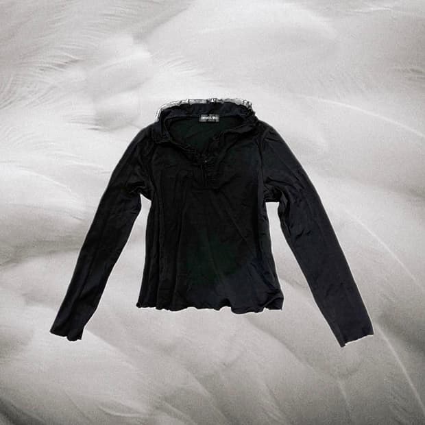 Vtg 센소유니코 블랙 프릴 슬리브