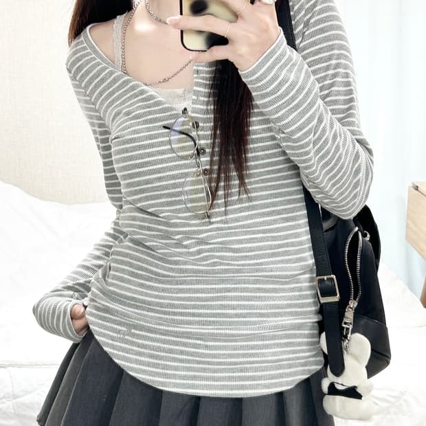 아베크롬비 순록 단라라 반버튼 롱슬리브