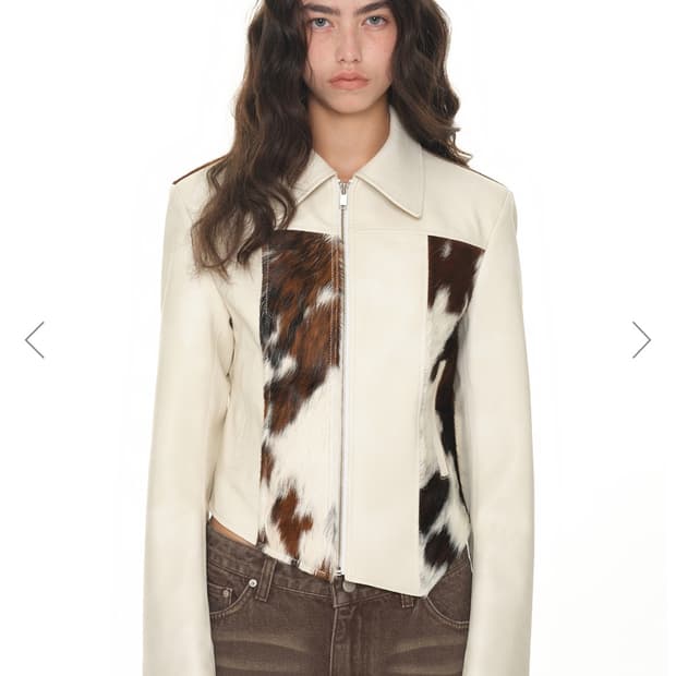 투머치택스 HAIRY LEATHER JACKET (IVORY)