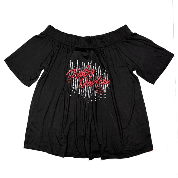 할리데이비슨 블랙 여성용 오프숄더 XL