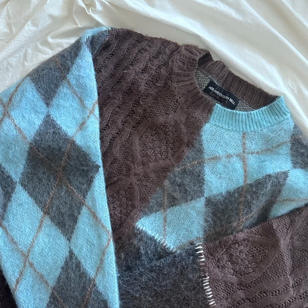 [자라x앤더슨벨]아가일 블록 니트M