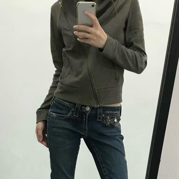 하이넥 크롭 사선 자켓