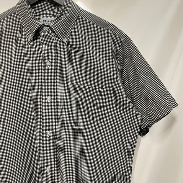 90s BEAMS 올드 빔즈 빈티지 뉴스보이 룩 반팔 체크 빅 셔츠 남방