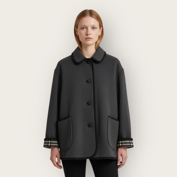 UK10/ 버버리 런던 울 노바체크 라이닝 코트 자켓