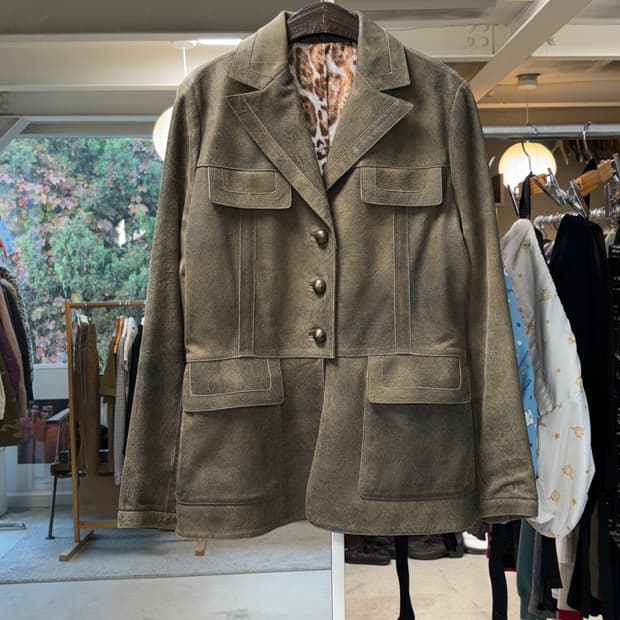 빈티지 페이크 레더 자켓