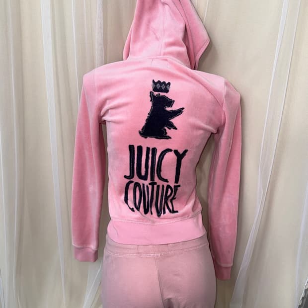M Juicy Couture 벨벳 후드집업 딸기우유 핑크