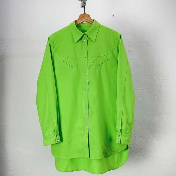 MM6 메종 마르지엘라 네온 그린 웨스턴 롱셔츠