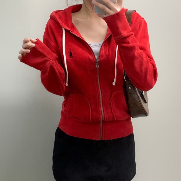 폴로 테리 후드집업