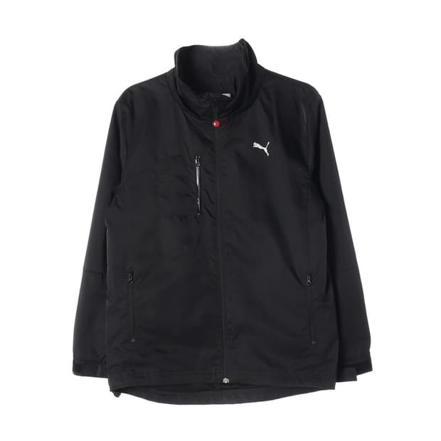 PUMA 블랙 미니멀 스탠드넥 짚업 자켓 M