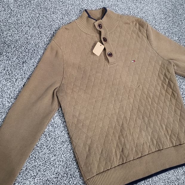 타미힐피거 브라운 니트 티셔츠 