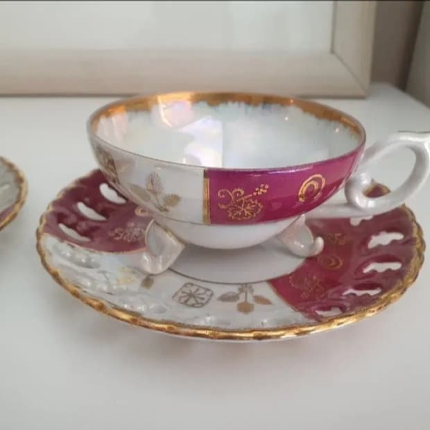 골든애프리콧  빈티지 삼발이 찻잔세트