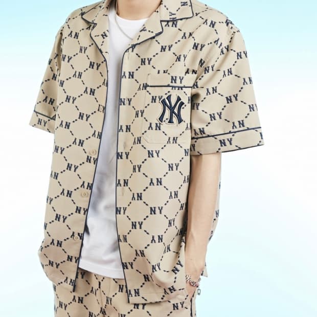 엠엘비　다이아 모노그램 코튼 자카드 반팔 셔츠 NY 