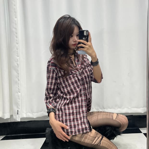 🎸웨스턴 스타일 체크 숏슬리브 셔츠🎸
