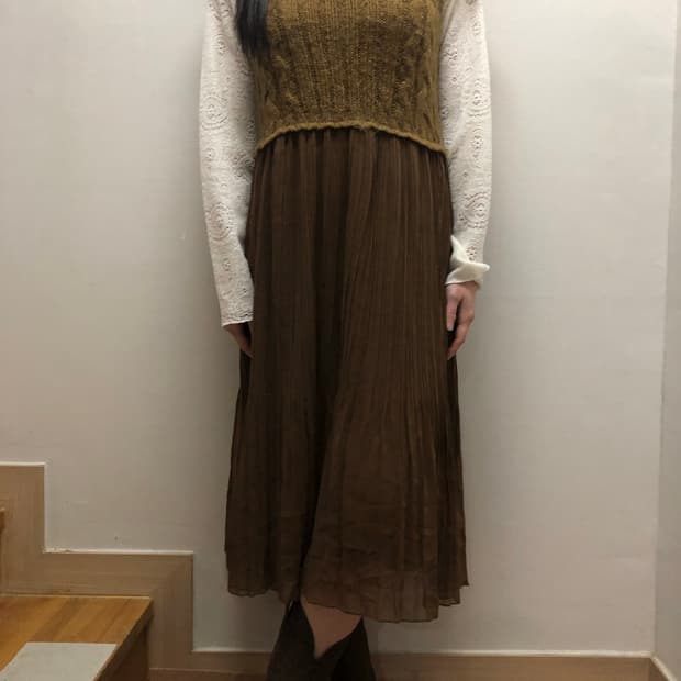 빈티지 브라운 니트 원피스