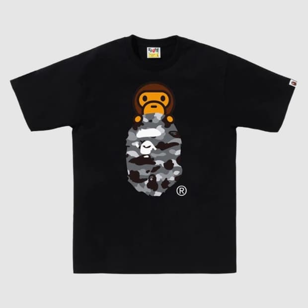 베이프 퍼스트 카모 마일로 온 에이프 헤드 티셔츠 반소매 L