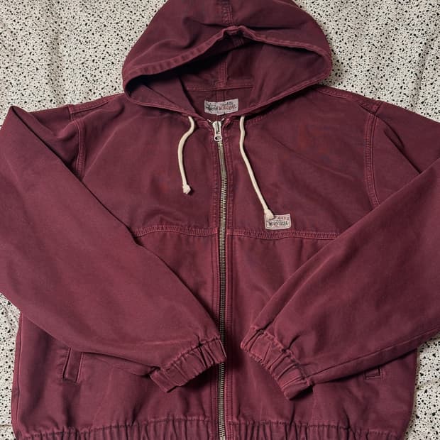 스투시 언라인드 캔버스 워크 자켓 와인