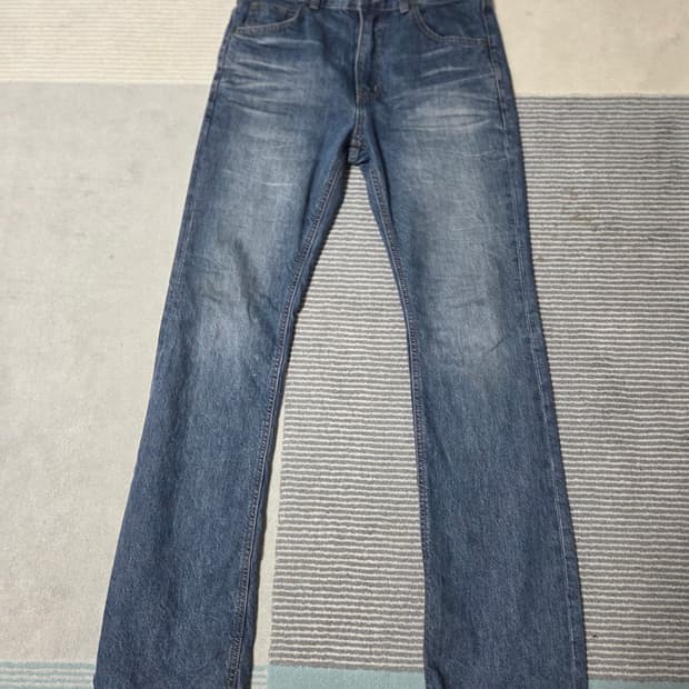 엘무드 슬래시 플레어 데님 그레이쉬 블루 44