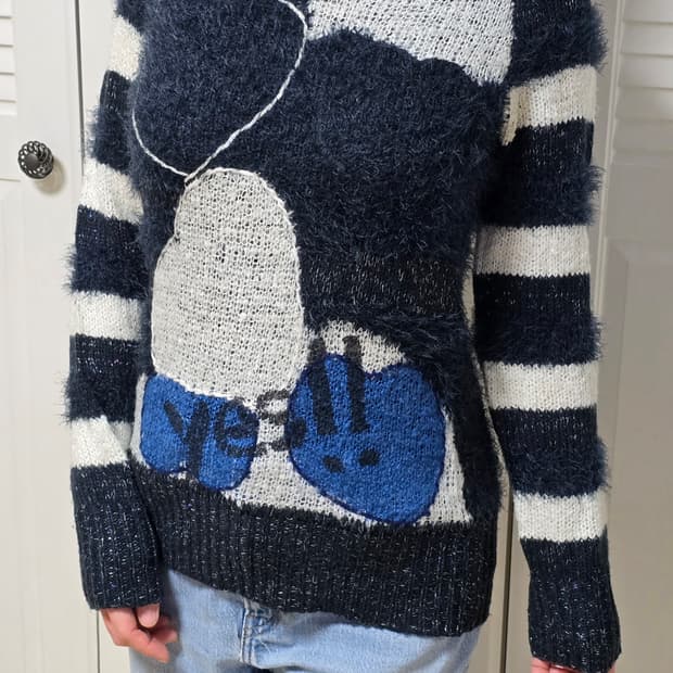 Desigual 데시구알 하트 스트라이프 니트 롱슬리브