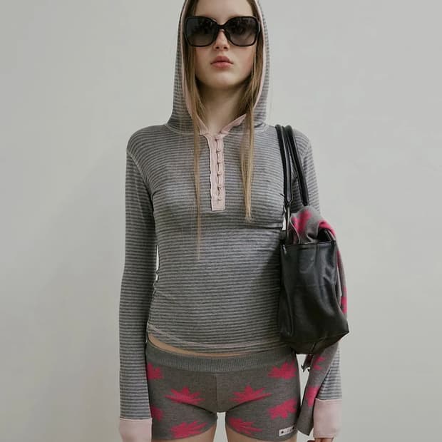 구해요) Striped Button Down Hoodie
