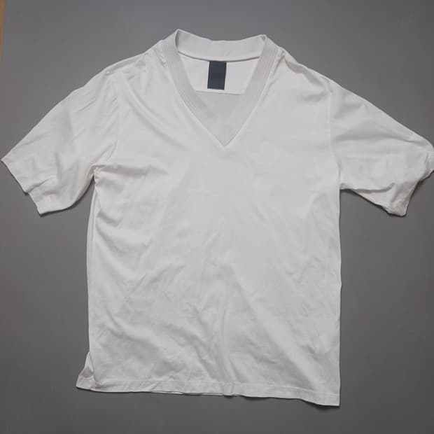 [48] 준지 15SS 면 배색 오버핏 브이넥 반팔 티셔츠 Juun.J