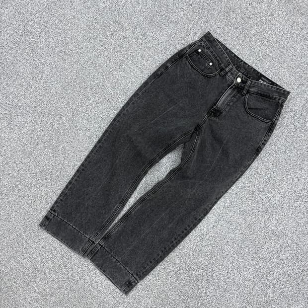 S 가먼트레이블 피스워크 흑청 데님팬츠 0722J1