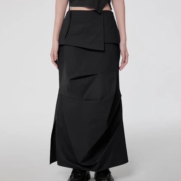 플레어업 드레이프 레이어드 맥시스커트