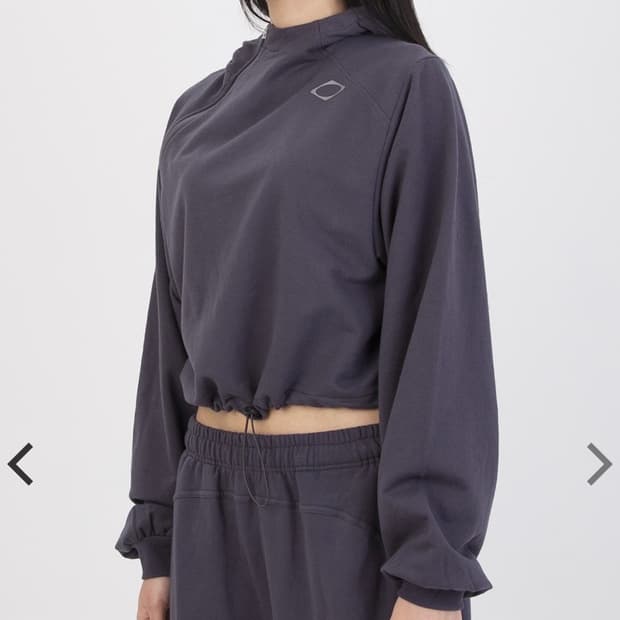 미스치프 크롭 사이드 집업 후드 (퍼플)