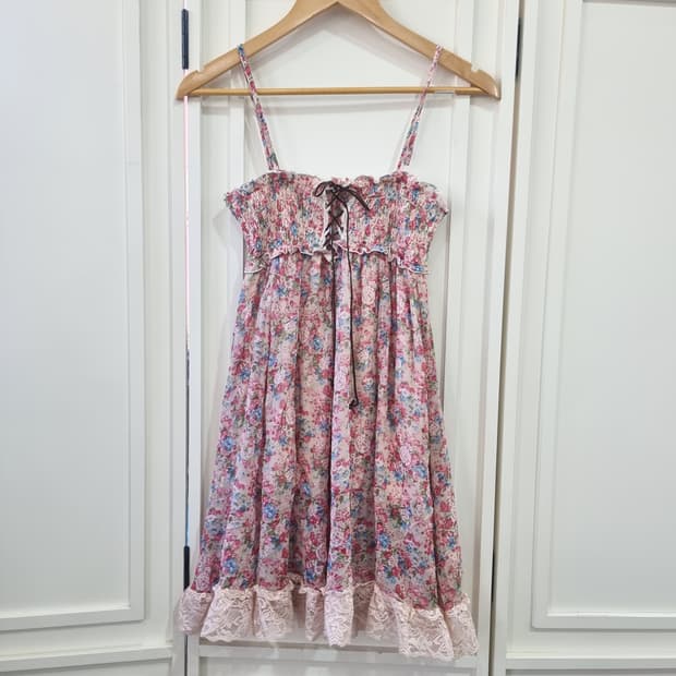 플라워 셔링 레이스 뷔스티에 원피스