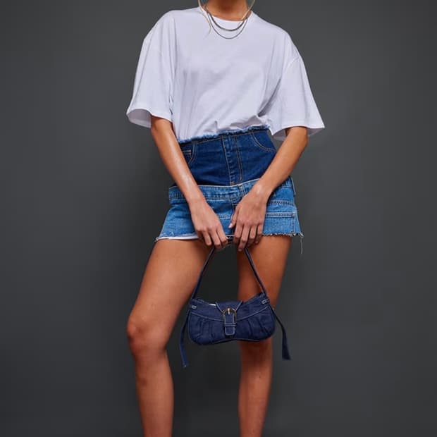 Y2K 투톤 데님 미니스커트 UK6