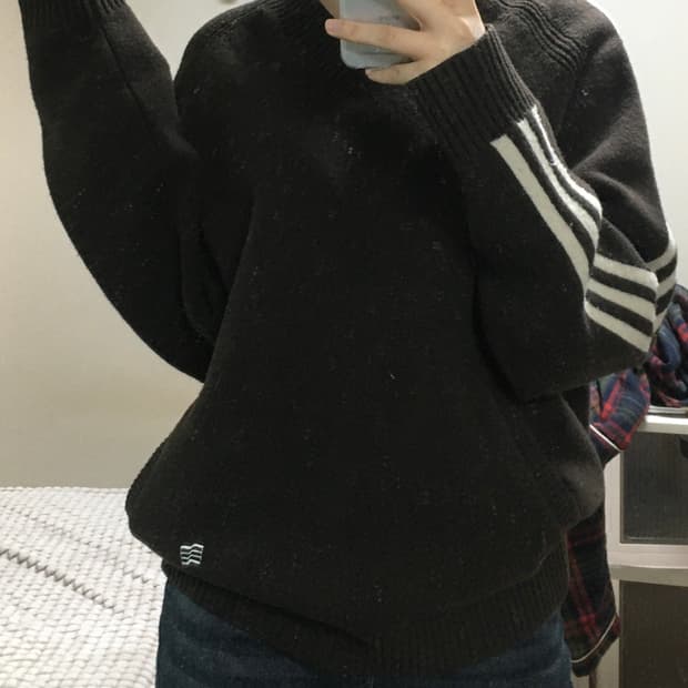 아디다스 일본 삼선 브라운 니트