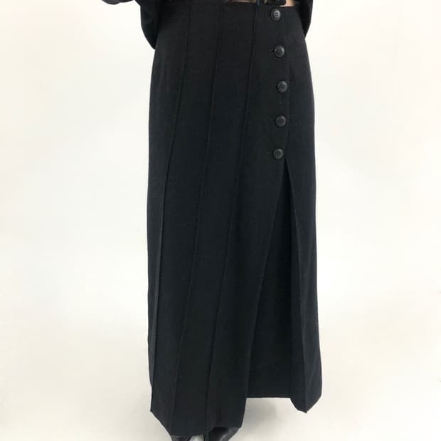 Five-Button Long Wrap Skirt 