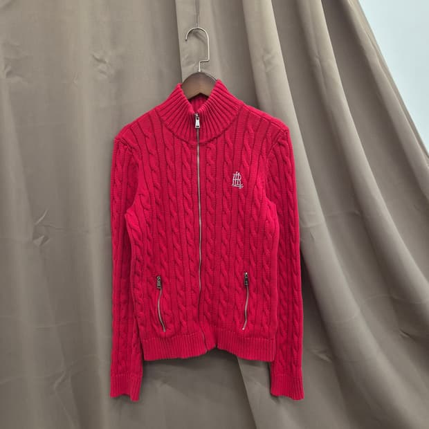 로렌 랄프로렌 케이블 니트 집업 가디건 M