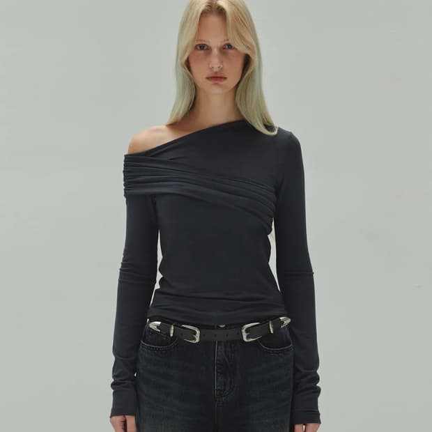 다이애그널ONE OFF SHOULDER TOP (grey) 