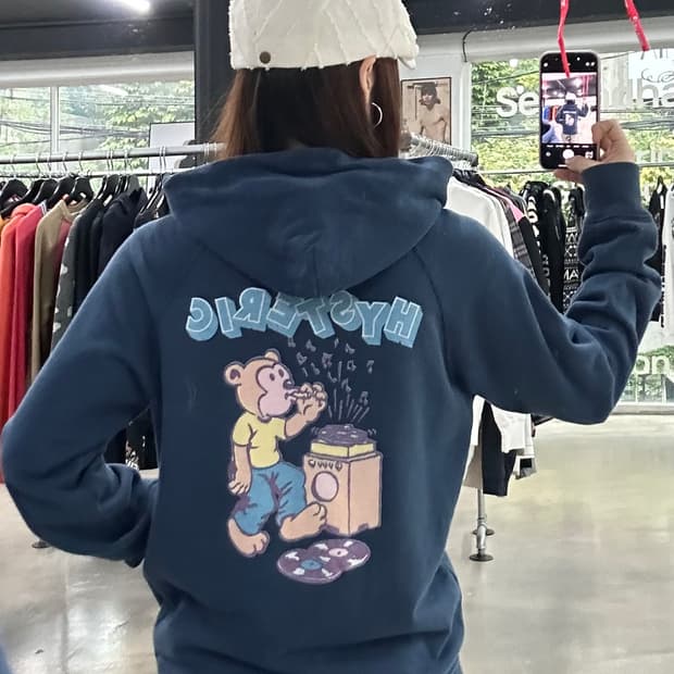 히스테릭글래머 90s 베어로고 너드 후드집업