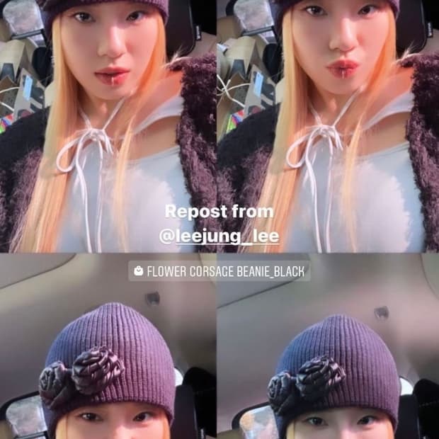 미스치프 코사지 비니 브라운