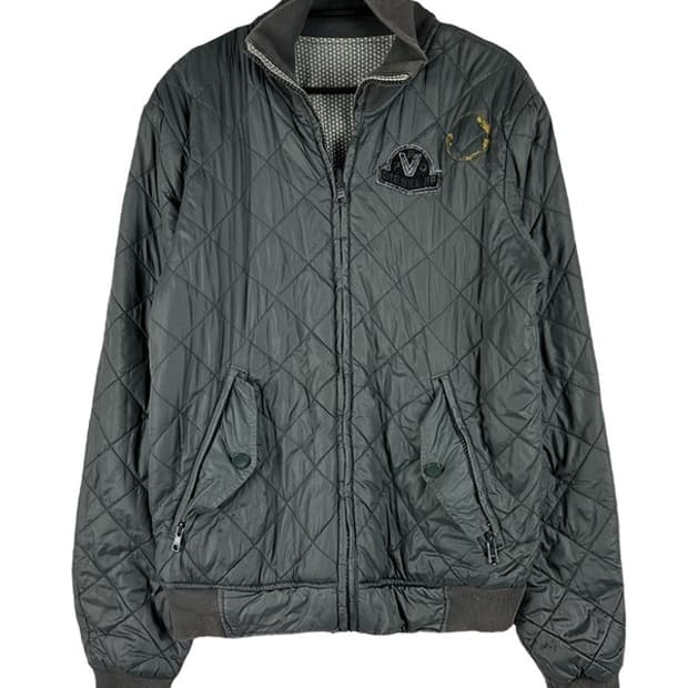[S] DIESEL 디젤 패치로고 퀼팅 숏자켓 그레이