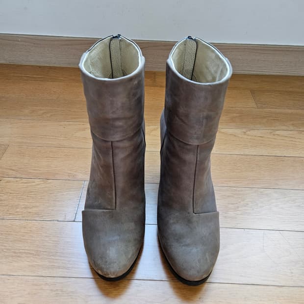 시스템 앵클 가죽 부츠 240mm 굽 9cm  