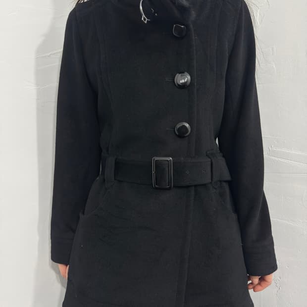 peyton place hood fur detail coat