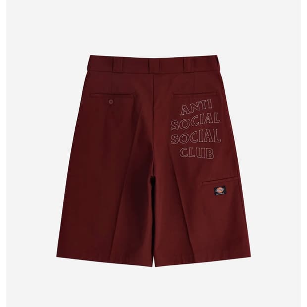 [S]디키즈 x 안티소셜소셜클럽 반바지 버건디