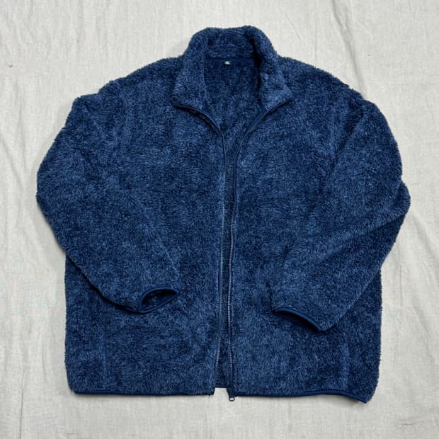 유니클로 배색 블루 보아털 후리스 3XL