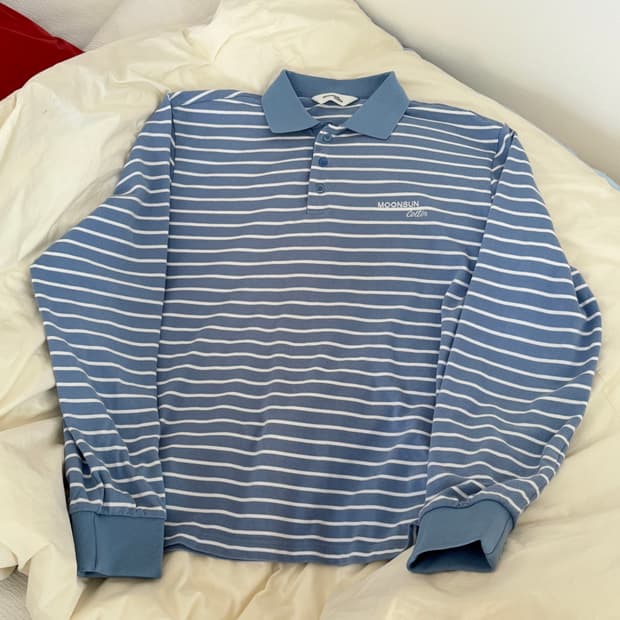 문선 - M.C UNISEX, Stripe PK Shirt / Sky