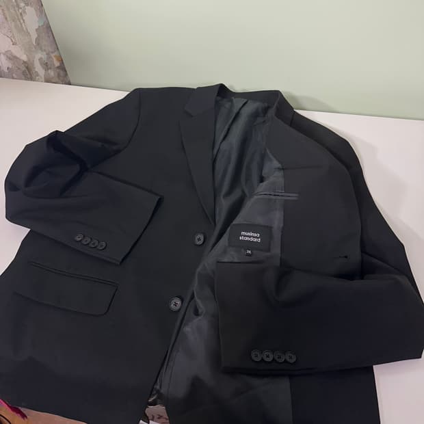 L 무신사스탠다드 블랙 카라넥 2버튼 싱글 블레이져